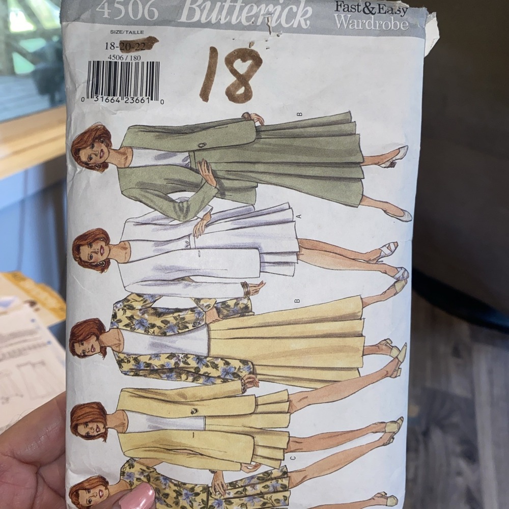 Vintage 1996 Butterick Ladies Suit Sewing Pattern 4506 Size 18 Cut Complete
